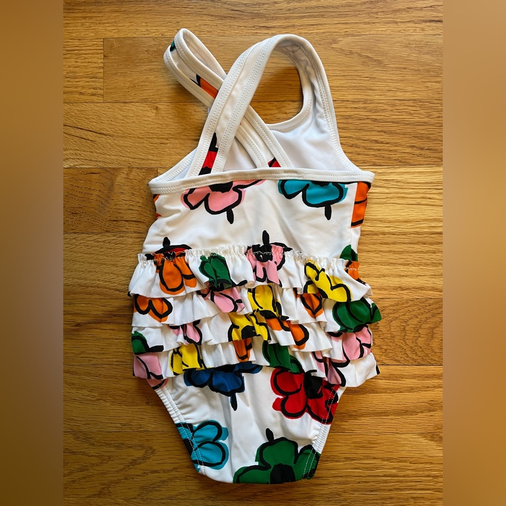 Hanna Andersson Baby Multi-Colored Floral One Piece Swimsuit with Ruffles - Picture 4 of 8